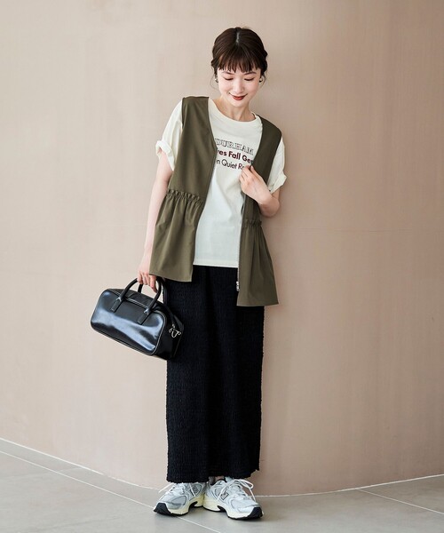 coen(コーエン)の「ペプラムジップベスト(ベスト・レディース・ベージュ/ブラック/オリーブ・FREE)」の6枚目の写真