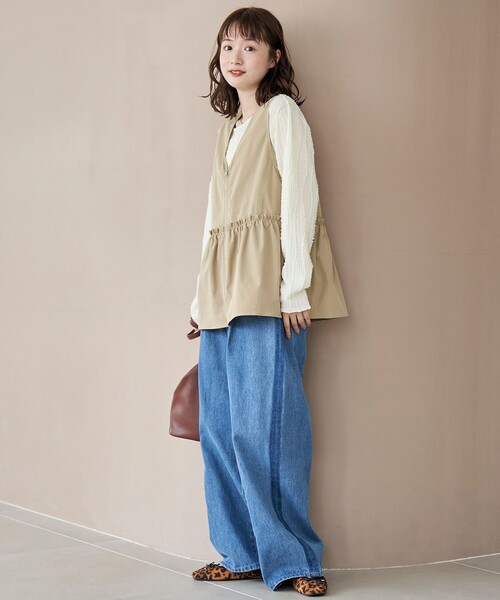 coen(コーエン)の「ペプラムジップベスト(ベスト・レディース・ベージュ/ブラック/オリーブ・FREE)」の12枚目の写真