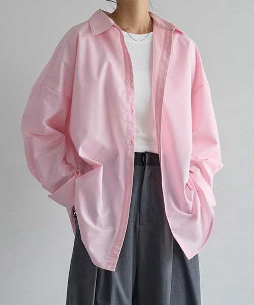 meilmada（メイルマダ）の「タイプライターオーバーサイズシャツ（シャツ/ブラウス・レディース・ブルー/ピンク・FREE）」の2枚目の写真