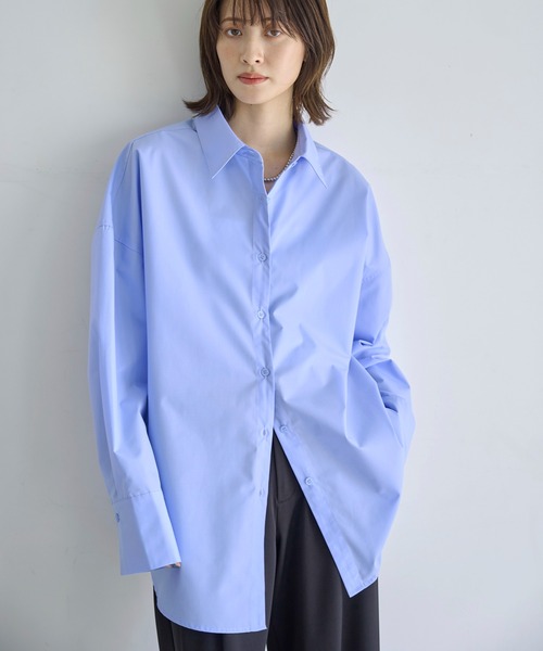 meilmada（メイルマダ）の「タイプライターオーバーサイズシャツ（シャツ/ブラウス・レディース・ブルー/ピンク・FREE）」の4枚目の写真