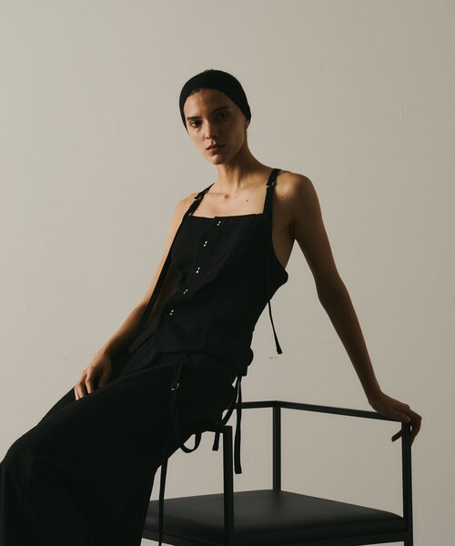 UNITED TOKYO（ユナイテッドトウキョウ）の「Vintage Nep Camisole Bustier｜セットアップ/ビスチェ/細見え/春服（キャミソール・レディース・ブラック/オフホワイト・FREE）」の3枚目の写真