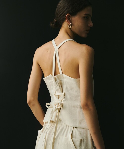 UNITED TOKYO（ユナイテッドトウキョウ）の「Vintage Nep Camisole Bustier｜セットアップ/ビスチェ/細見え/春服（キャミソール・レディース・ブラック/オフホワイト・FREE）」の18枚目の写真