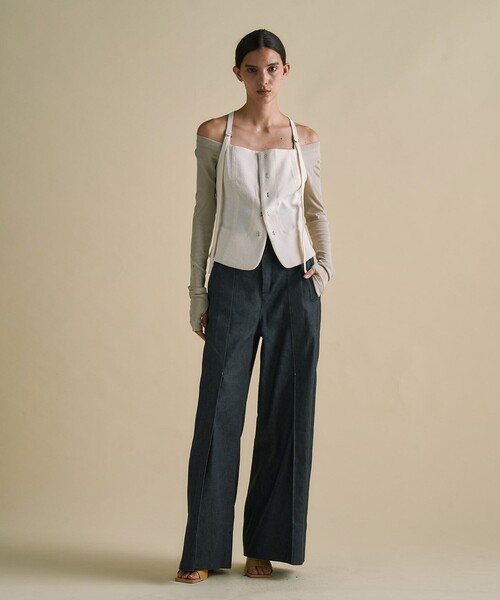 UNITED TOKYO（ユナイテッドトウキョウ）の「Vintage Nep Camisole Bustier｜セットアップ/ビスチェ/細見え/春服（キャミソール・レディース・ブラック/オフホワイト・FREE）」の19枚目の写真