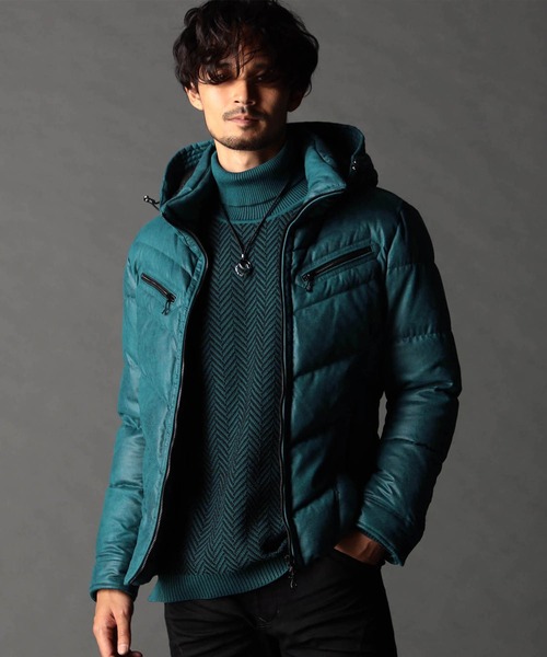 NICOLE CLUB FOR MEN（ニコルクラブフォーメン）の「ムラプリントマイクロクロス ダウンブルゾン（ダウンジャケット/コート・メンズ・レッド系その他/ネイビー/オレンジ/ブルー系その他/オフホワイト/ブラック・XX-LARGE/X-LARGE/LARGE/MEDIUM）」の4枚目の写真