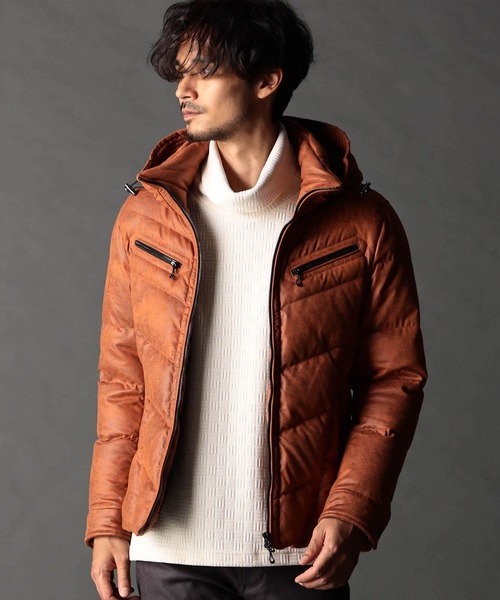 NICOLE CLUB FOR MEN（ニコルクラブフォーメン）の「ムラプリントマイクロクロス ダウンブルゾン（ダウンジャケット/コート・メンズ・レッド系その他/ネイビー/オレンジ/ブルー系その他/オフホワイト/ブラック・XX-LARGE/X-LARGE/LARGE/MEDIUM）」の6枚目の写真