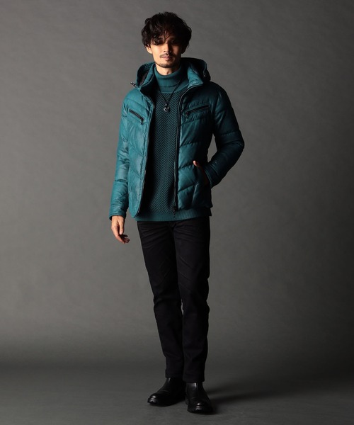 NICOLE CLUB FOR MEN（ニコルクラブフォーメン）の「ムラプリントマイクロクロス ダウンブルゾン（ダウンジャケット/コート・メンズ・レッド系その他/ネイビー/オレンジ/ブルー系その他/オフホワイト/ブラック・XX-LARGE/X-LARGE/LARGE/MEDIUM）」の11枚目の写真