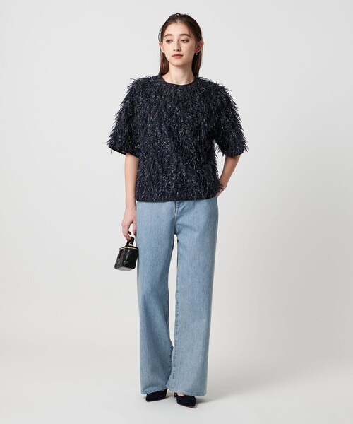 UNITED ARROWS(ユナイテッドアローズ)の「ヘアリー ラメ カットジャガード ブラウス(シャツ/ブラウス・レディース・ネイビー/ホワイト/ブラック・FREE)」の5枚目の写真