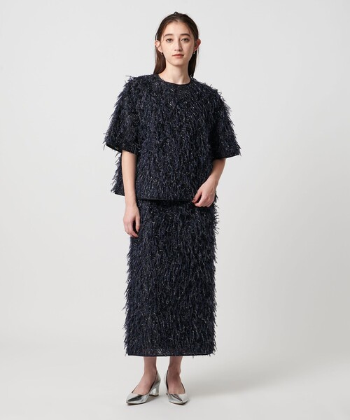 UNITED ARROWS(ユナイテッドアローズ)の「ヘアリー ラメ カットジャガード ブラウス(シャツ/ブラウス・レディース・ネイビー/ホワイト/ブラック・FREE)」の6枚目の写真