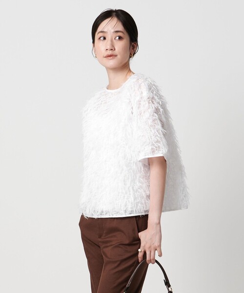UNITED ARROWS(ユナイテッドアローズ)の「ヘアリー ラメ カットジャガード ブラウス(シャツ/ブラウス・レディース・ネイビー/ホワイト/ブラック・FREE)」の7枚目の写真