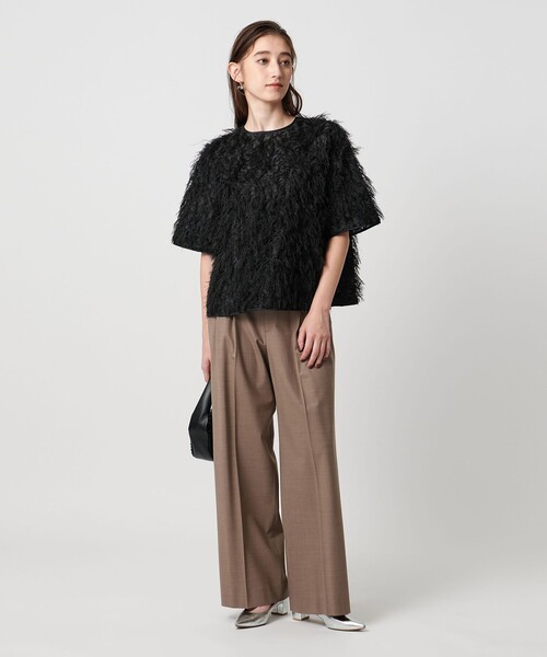【BLACK】ヘアリー ラメ カットジャガード ブラウス ヘアリー ラメ カットジャガード ブラウス