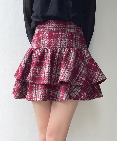 one way（ワンウェイ）の「フレアティアードスカート（スカート・レディース・ブラック系その他2/ブラック系その他/ブラック/レッド系その他・FREE）」の4枚目の写真