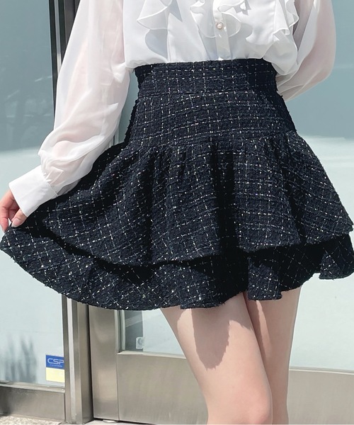 one way（ワンウェイ）の「フレアティアードスカート（スカート・レディース・ブラック系その他2/ブラック系その他/ブラック/レッド系その他・FREE）」の3枚目の写真