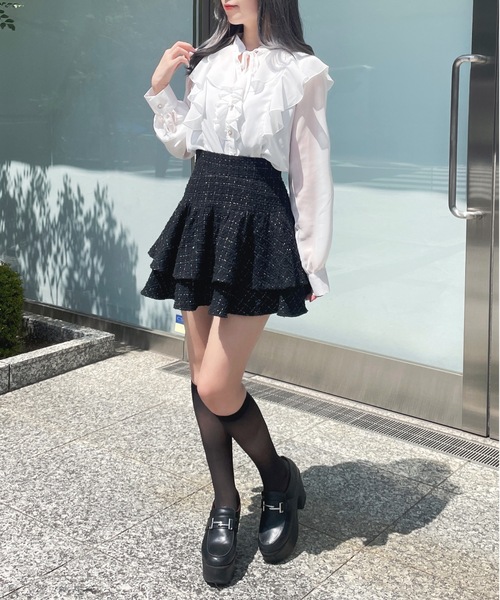 one way（ワンウェイ）の「フレアティアードスカート（スカート・レディース・ブラック系その他2/ブラック系その他/ブラック/レッド系その他・FREE）」の8枚目の写真