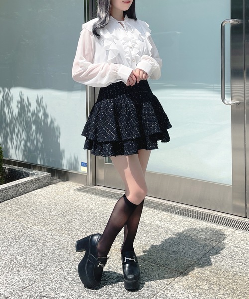 one way（ワンウェイ）の「フレアティアードスカート（スカート・レディース・ブラック系その他2/ブラック系その他/ブラック/レッド系その他・FREE）」の10枚目の写真