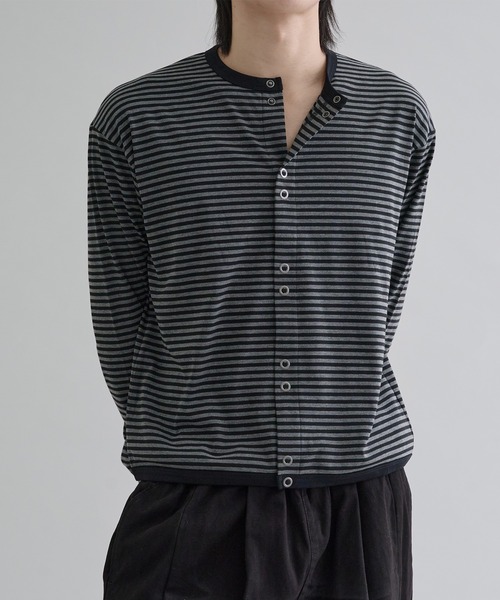 EPNK(イーピーエヌケー)の「Crew neck snap button cardigan / クルーネックスナップボタンカーディガン(カーディガン/ボレロ・メンズ・ブラック/グレー・MEDIUM/LARGE/SMALL)」の8枚目の写真