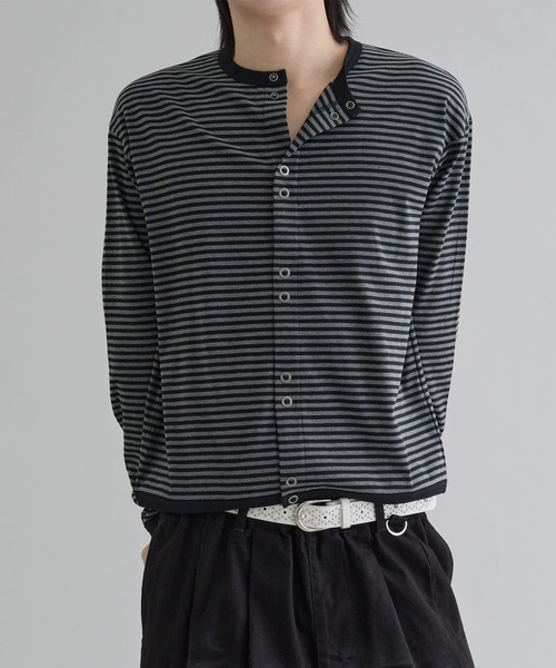 EPNK(イーピーエヌケー)の「Crew neck snap button cardigan / クルーネックスナップボタンカーディガン(カーディガン/ボレロ・メンズ・ブラック/グレー・MEDIUM/LARGE/SMALL)」の7枚目の写真