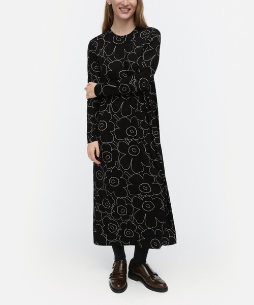 マリメッコ marimekko ワンピース サイズ38 M ダークグレー×マルチ レディース ドット柄/花柄 marimekko - マリメッコ ワンピース サイズ38 M -の通販 by ブラン