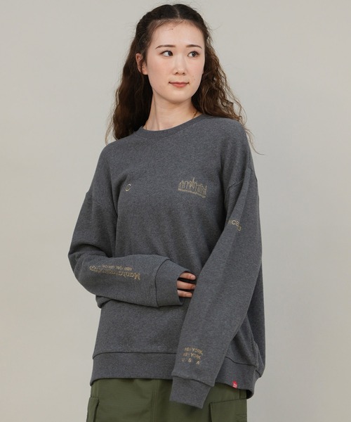 Manhattan Portage（マンハッタンポーテージ）の「Manhattan Portage/マンハッタンポーテージ スウェット トレーナー MP-M598（スウェット・レディース・ブラック/ヘザーグレー/ヘザーチャコール/ライトグリーン・S/M/L）」の4枚目の写真
