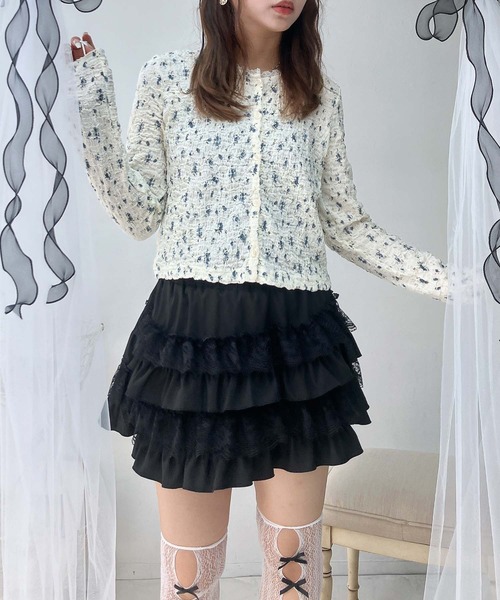 AS KNOW AS plus（アズノゥアズプラス）の「♪ピコレース クルーネックカーディガン（カーディガン/ボレロ・レディース・アイボリー系/杢グレー/アイボリー/アイボリー系1・FREE）」の6枚目の写真