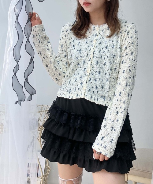 AS KNOW AS plus（アズノゥアズプラス）の「♪ピコレース クルーネックカーディガン（カーディガン/ボレロ・レディース・アイボリー系/杢グレー/アイボリー/アイボリー系1・FREE）」の7枚目の写真