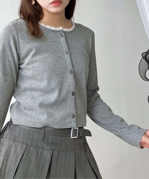 AS KNOW AS plus（アズノゥアズプラス）の「♪ピコレース クルーネックカーディガン（カーディガン/ボレロ・レディース・アイボリー系/杢グレー/アイボリー/アイボリー系1・FREE）」の14枚目の写真