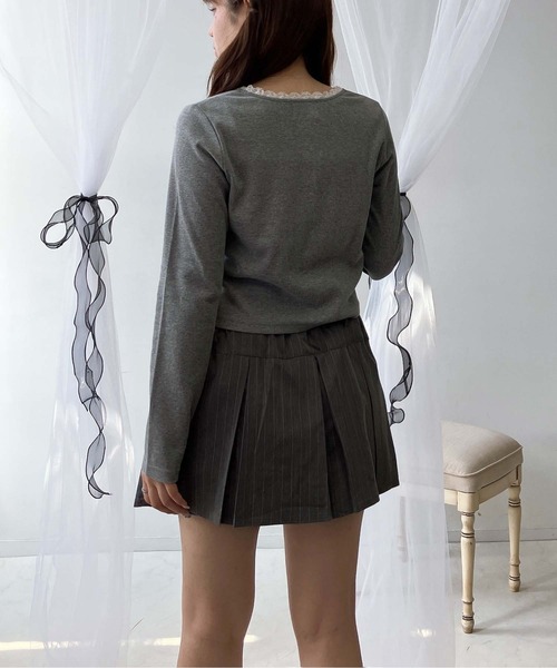 AS KNOW AS plus（アズノゥアズプラス）の「♪ピコレース クルーネックカーディガン（カーディガン/ボレロ・レディース・アイボリー系/杢グレー/アイボリー/アイボリー系1・FREE）」の16枚目の写真