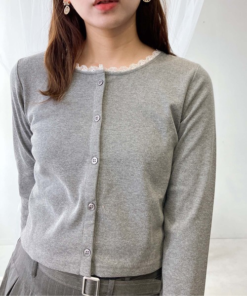 AS KNOW AS plus（アズノゥアズプラス）の「♪ピコレース クルーネックカーディガン（カーディガン/ボレロ・レディース・アイボリー系/杢グレー/アイボリー/アイボリー系1・FREE）」の15枚目の写真