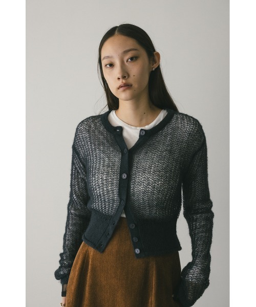 STYLEMIXER(スタイルミキサー)の「レイヤースリーブモヘアミックスニットカーデ(カーディガン/ボレロ・レディース・チャコールグレー/ホワイト/グリーン・FREE)」の9枚目の写真