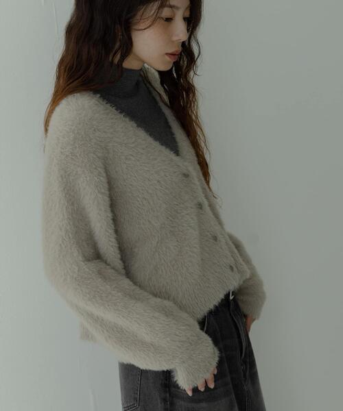 URBAN RESEARCH Sonny Label（アーバンリサーチサニーレーベル）の「フェザーダブルフェイスカーディガン（カーディガン/ボレロ・レディース・アイボリー/チャコールグレー/ミント/ベージュ・FREE）」の3枚目の写真