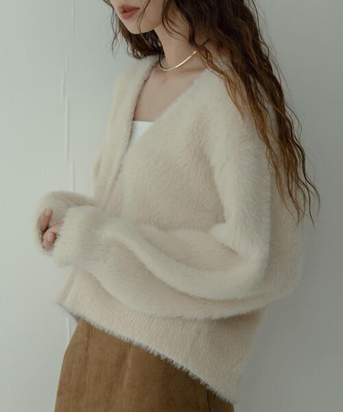 URBAN RESEARCH Sonny Label（アーバンリサーチサニーレーベル）の「フェザーダブルフェイスカーディガン（カーディガン/ボレロ・レディース・アイボリー/チャコールグレー/ミント/ベージュ・FREE）」の5枚目の写真