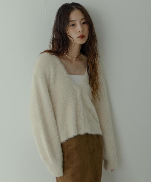 URBAN RESEARCH Sonny Label（アーバンリサーチサニーレーベル）の「フェザーダブルフェイスカーディガン（カーディガン/ボレロ・レディース・アイボリー/チャコールグレー/ミント/ベージュ・FREE）」の6枚目の写真