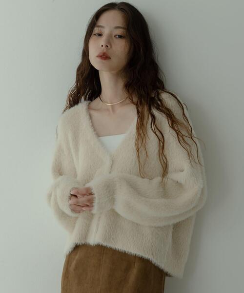 URBAN RESEARCH Sonny Label（アーバンリサーチサニーレーベル）の「フェザーダブルフェイスカーディガン（カーディガン/ボレロ・レディース・アイボリー/チャコールグレー/ミント/ベージュ・FREE）」の7枚目の写真