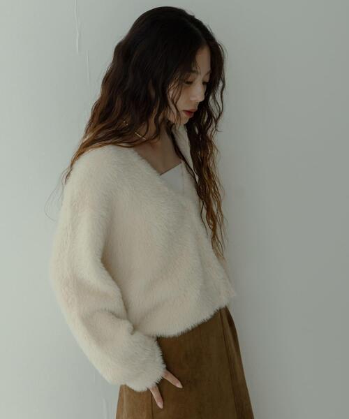 URBAN RESEARCH Sonny Label（アーバンリサーチサニーレーベル）の「フェザーダブルフェイスカーディガン（カーディガン/ボレロ・レディース・アイボリー/チャコールグレー/ミント/ベージュ・FREE）」の9枚目の写真