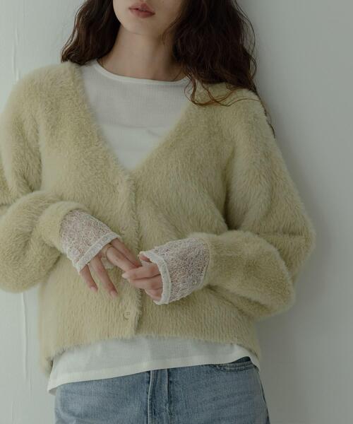 アイボリー カーディガン セール】フェザーダブルフェイスカーディガン（カーディガン/ボレロ