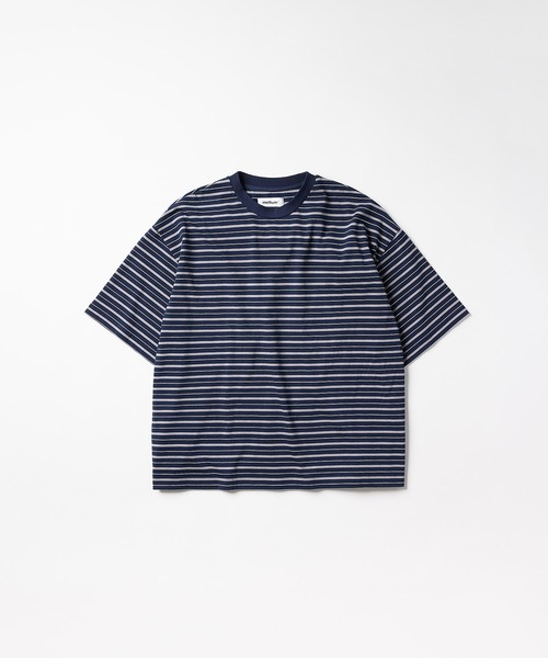 meltum(メルタム)の「MULTI BORDER S/S TEE(Tシャツ/カットソー・メンズ・ネイビー/グリーン・MEDIUM/LARGE/X-LARGE)」の1枚目の写真