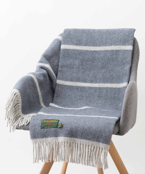 TWEED MILL（ツイードミル）の「TWEEDMILL BRITISH BLANKET ツイードミル ストール（ストール/ショール・レディース・ブラック×ホワイト/ブルー/オレンジ/モスグリーン/グリーン/ローズ/ブルー系・FREE）」の5枚目の写真