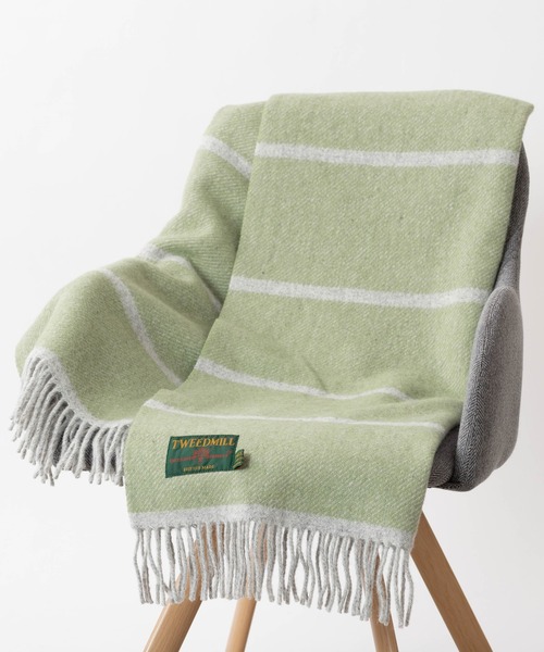 TWEED MILL（ツイードミル）の「TWEEDMILL BRITISH BLANKET ツイードミル ストール（ストール/ショール・レディース・ブラック×ホワイト/ブルー/オレンジ/モスグリーン/グリーン/ローズ/ブルー系・FREE）」の4枚目の写真