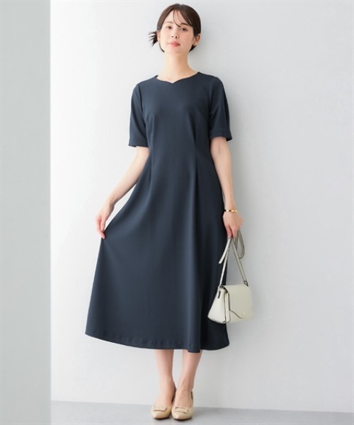 7days Life Styling（セブンデイズライフスタイリング）の「【レディーススーツ】セットアップ対応半袖ワンピース（上下別売・カノコジャージーシリーズ）（スーツセット・レディース・ネイビー/ブラック・3L/4L/5L/L/LL/6L/M）」の2枚目の写真