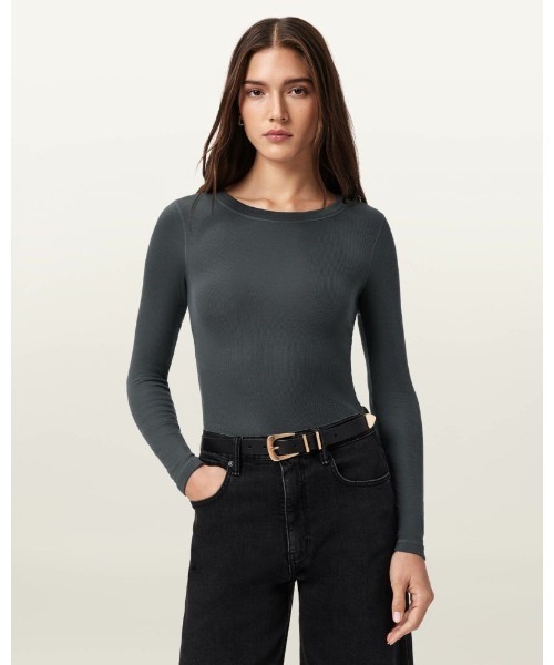 ALLSAINTS(オールセインツ)の「RINA LONG SLEEVE CREW NECK T-SHIRT | RINA 長袖 クルー ネック Tシャツ(Tシャツ/カットソー・レディース・グレー系その他・XS/S/M)」の1枚目の写真