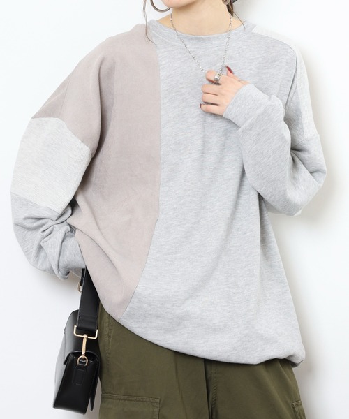myke（ミーカ）の「myke TC裏毛コーデュロイ×ワッフル切替えチュニック（ワンピース・レディース・カーキ/テラコッタ/杢グレー/チャコール・M）」の3枚目の写真