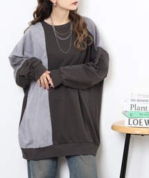 myke TC裏毛コーデュロイ×ワッフル切替えチュニック