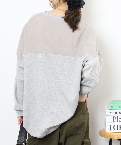 myke（ミーカ）の「myke TC裏毛コーデュロイ×ワッフル切替えチュニック（ワンピース・レディース・カーキ/テラコッタ/杢グレー/チャコール・M）」の8枚目の写真