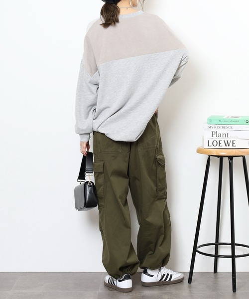 myke（ミーカ）の「myke TC裏毛コーデュロイ×ワッフル切替えチュニック（ワンピース・レディース・カーキ/テラコッタ/杢グレー/チャコール・M）」の11枚目の写真