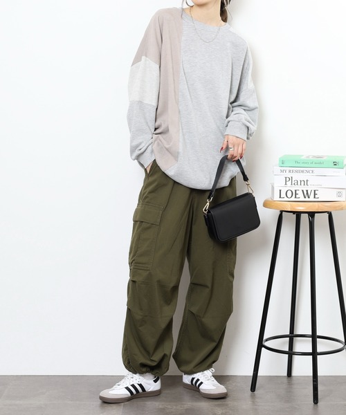 myke（ミーカ）の「myke TC裏毛コーデュロイ×ワッフル切替えチュニック（ワンピース・レディース・カーキ/テラコッタ/杢グレー/チャコール・M）」の10枚目の写真