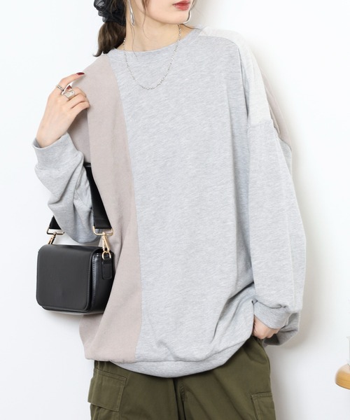 myke（ミーカ）の「myke TC裏毛コーデュロイ×ワッフル切替えチュニック（ワンピース・レディース・カーキ/テラコッタ/杢グレー/チャコール・M）」の7枚目の写真