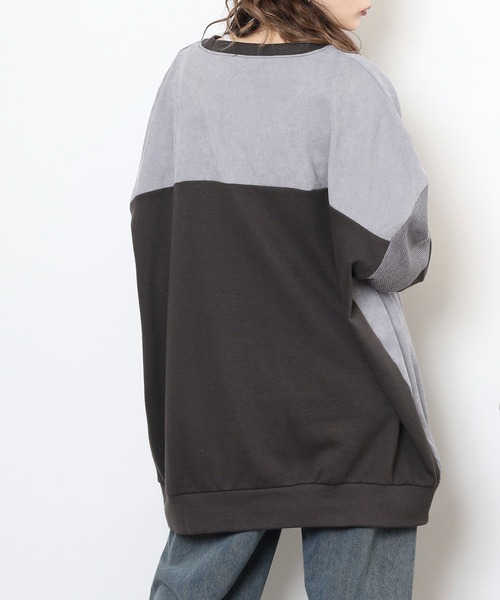 myke（ミーカ）の「myke TC裏毛コーデュロイ×ワッフル切替えチュニック（ワンピース・レディース・カーキ/テラコッタ/杢グレー/チャコール・M）」の14枚目の写真