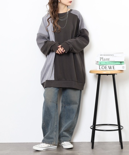 myke（ミーカ）の「myke TC裏毛コーデュロイ×ワッフル切替えチュニック（ワンピース・レディース・カーキ/テラコッタ/杢グレー/チャコール・M）」の16枚目の写真
