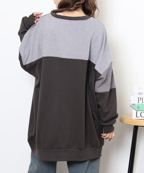 myke（ミーカ）の「myke TC裏毛コーデュロイ×ワッフル切替えチュニック（ワンピース・レディース・カーキ/テラコッタ/杢グレー/チャコール・M）」の15枚目の写真