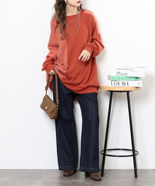 myke（ミーカ）の「myke TC裏毛コーデュロイ×ワッフル切替えチュニック（ワンピース・レディース・カーキ/テラコッタ/杢グレー/チャコール・M）」の22枚目の写真