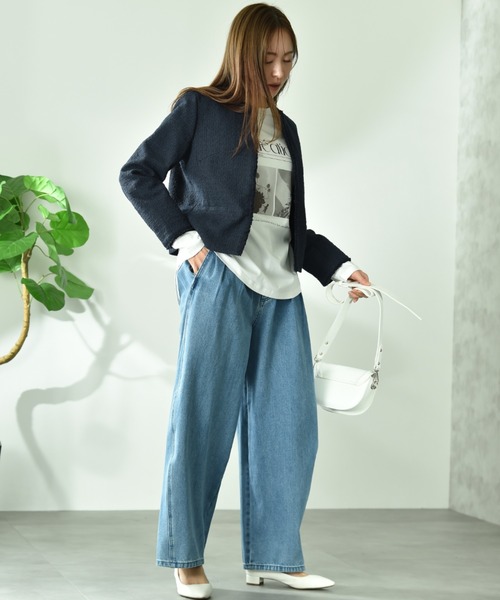 INTERPLANET（インタープラネット）の「【CLOCHE】カーブルーズデニム（デニムパンツ・レディース・ベージュ/サックスブルー・FREE）」の18枚目の写真